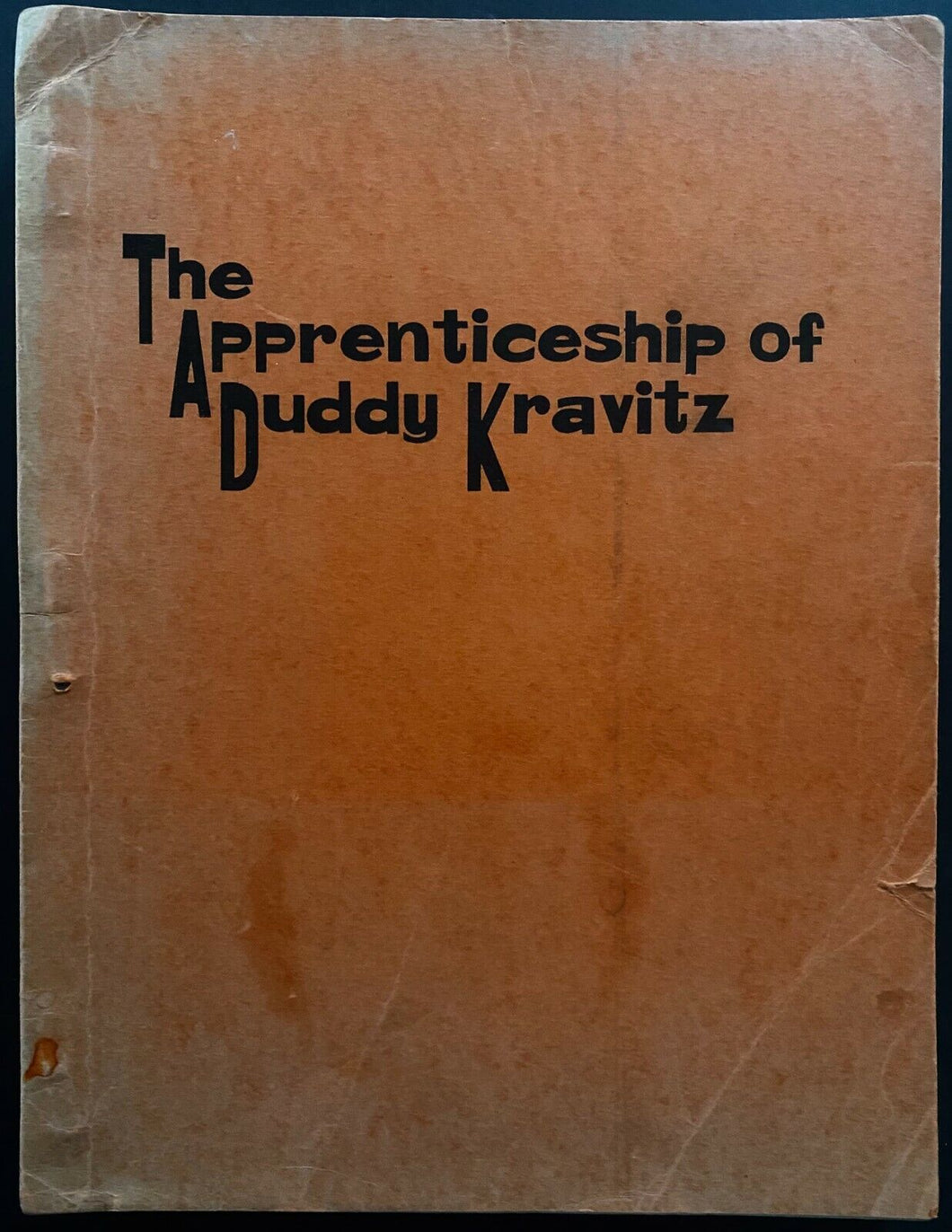 Apprenticeship of Duddy Kravitz Autographed / Signed Screenplay Mordecai Richler