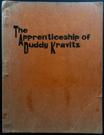 Apprenticeship of Duddy Kravitz Autographed / Signed Screenplay Mordecai Richler