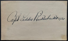Load image into Gallery viewer, 1947 Eddie Rickenbacker Signed Index Card Autographed WWI Fighter Pilot JSA LOA
