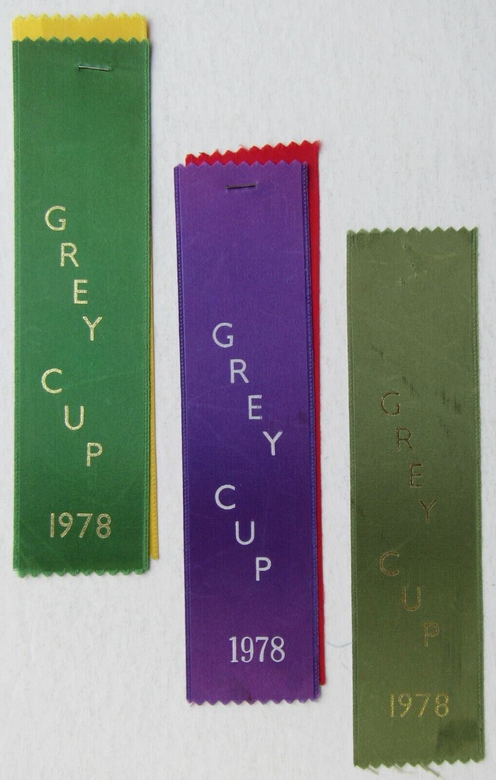 1978 Vintage CFL Grey Cup Ribbons Lot (3) - Used To Be Attached To Credentials