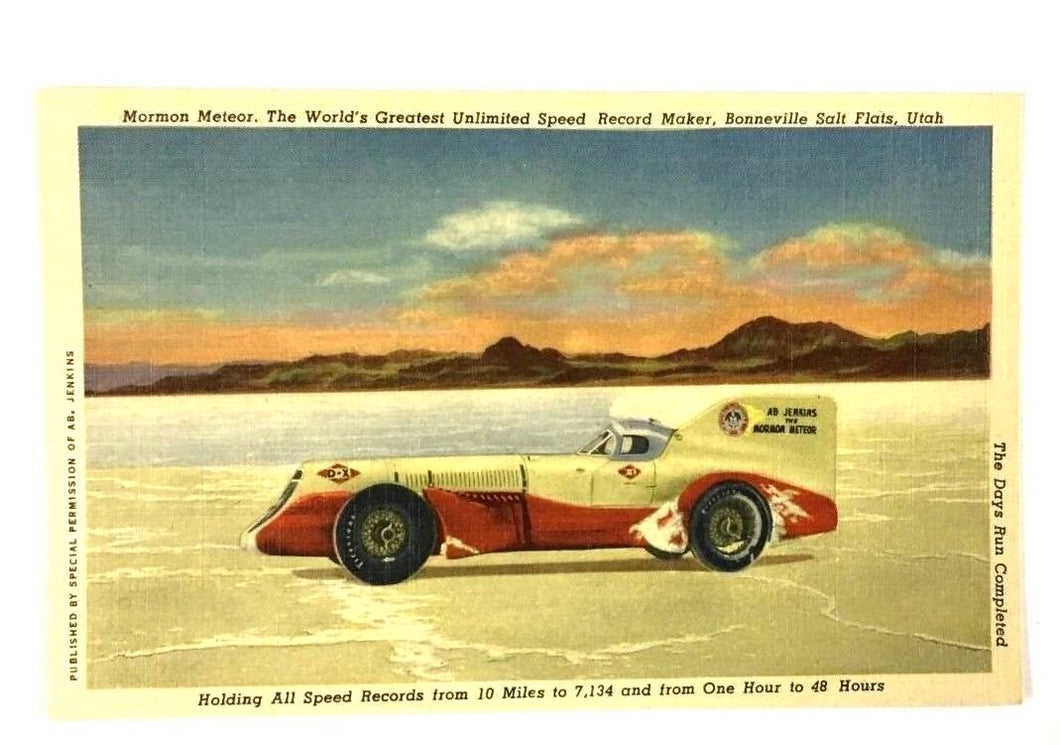 1951 Postcard Mormon Meteor Considered Greatest Land Speed Record Car In Its Era