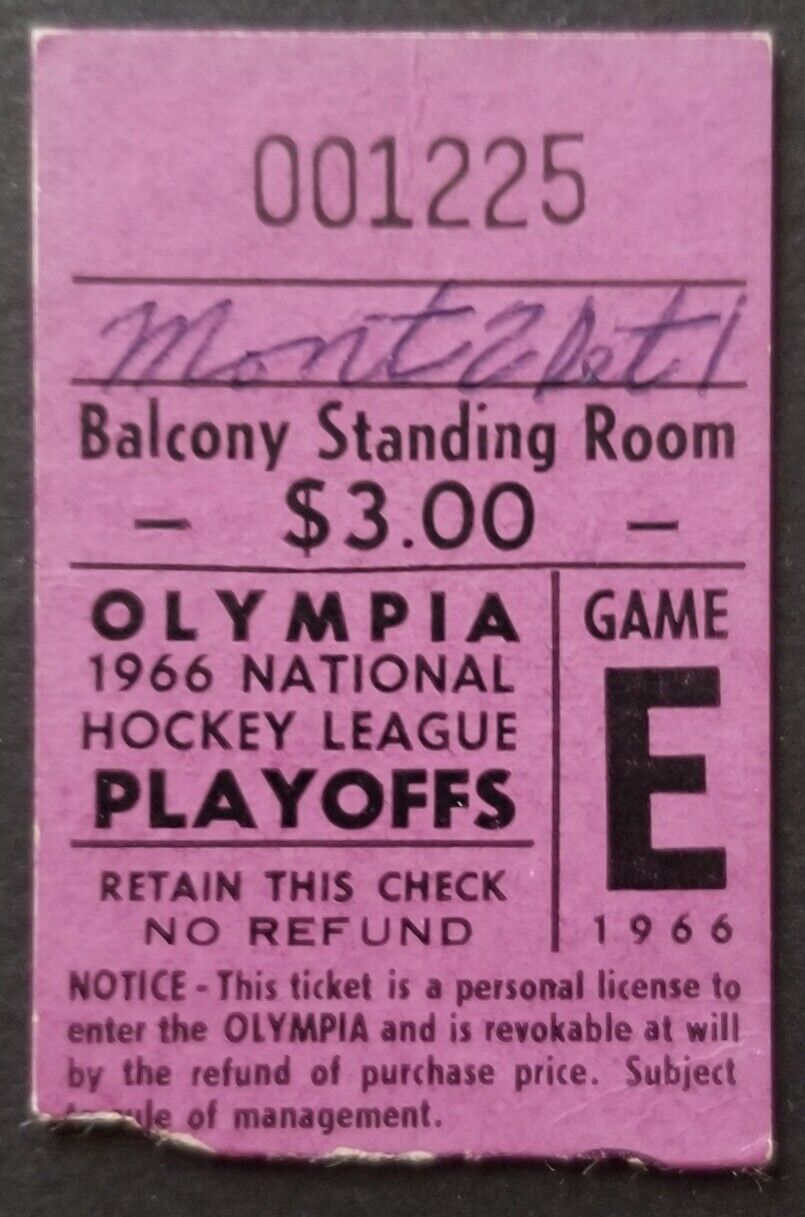 1966 Detroit Olympia Arena NHL Stanley Cup Final Game 4 Playoffs Ticket Stub