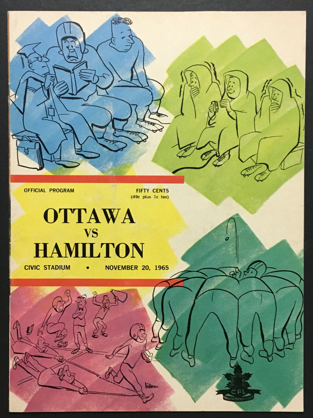 November 20 1965 CFL Championship Game Program Hamilton vs Ottawa Civic Stadium