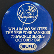1978 World Series New York Yankees Pinback Vintage MLB Baseball Button