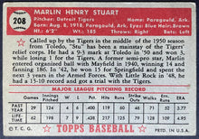 Load image into Gallery viewer, 1952 Topps Baseball Marlin Stuart #208 Detroit Tigers MLB Card Vintage
