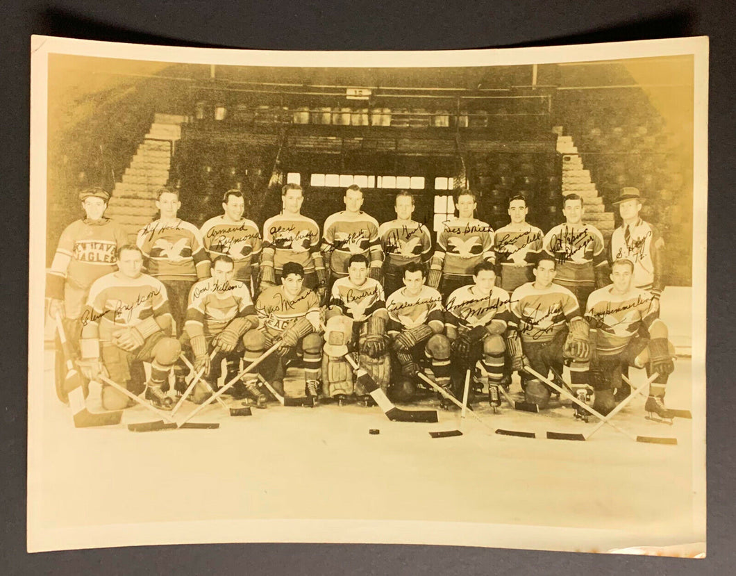 1938 New Haven Eagles Hockey Team Photo Many NHLers Facsimile Autographed Rare