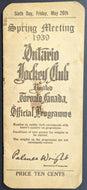 1939 Thorobred Racing Program Woodbine Park Ontario Jockey Club Spring Meeting