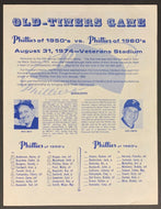 1974 Connie Mack Stadium Philadelphia Phillies Old Timers Program MLB Baseball