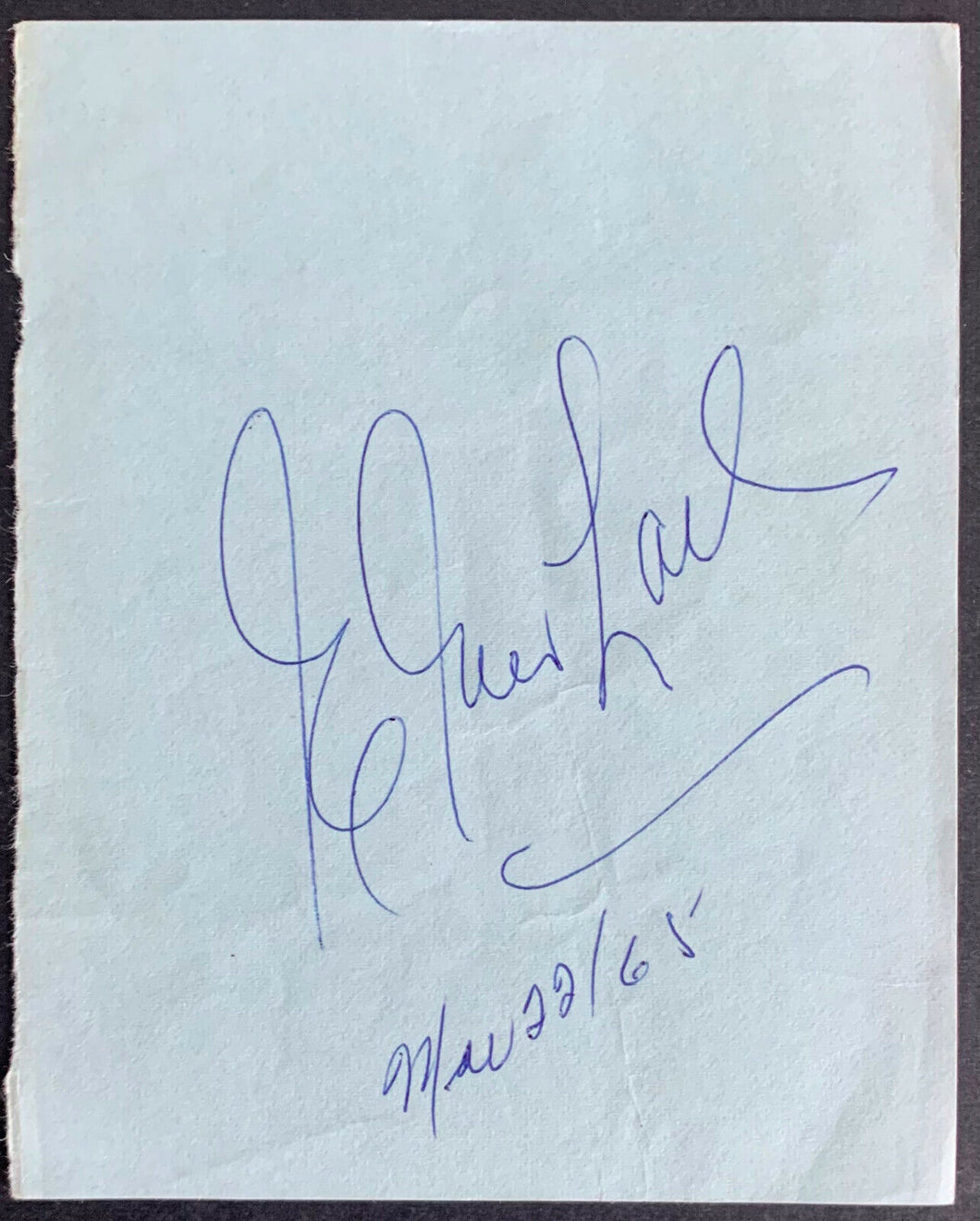 Vintage 1965 HOFer Elmer Lach Autographed Album Page NHL Hockey Signed Cut