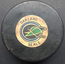 Load image into Gallery viewer, Late 60s Oakland Seals Vintage Converse NHL Game Used Hockey Puck California
