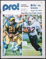 1974 Buffalo Bills Detroit Lions Program O.J. Simpson Cover NFL Football Vintage