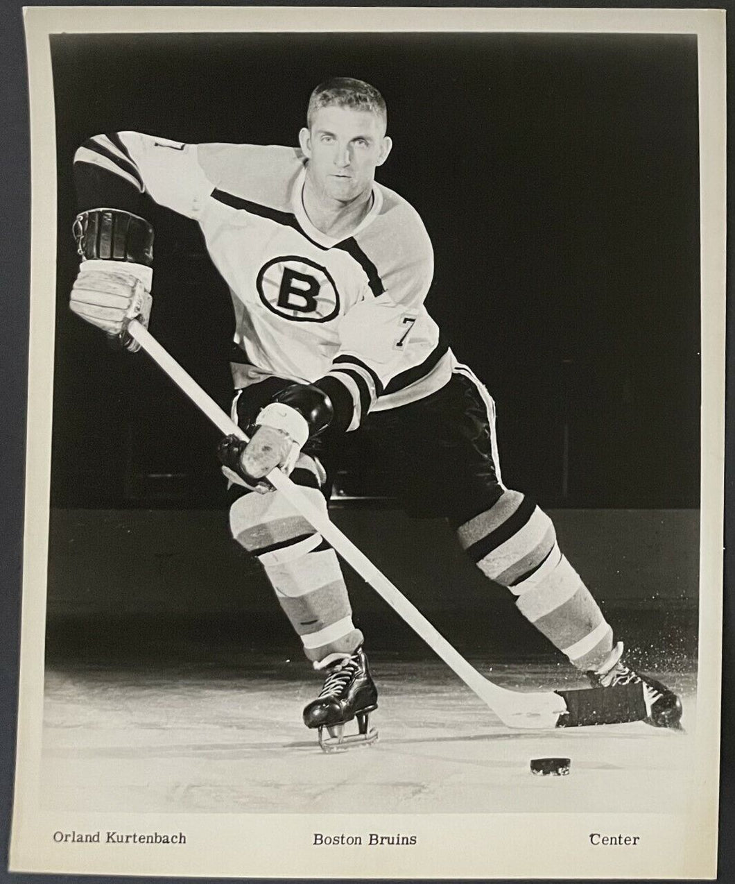 1961-62 Boston Bruins Type 1 Team Issued NHL Hockey Photo Orland Kurtenbach