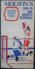 Load image into Gallery viewer, 1974/1975 NHL Pocket Schedule Molson Ontario TV Hockey Vintage NHL Unmarked
