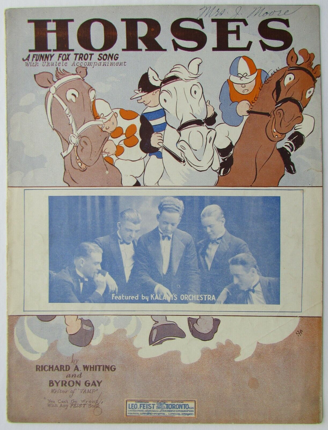 1936 Original Horse - A Funny Fox Trot Song PVG Sheet Music - Richard A Whiting