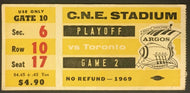 1969 C.N.E. Stadium CFL Football Playoff Game 2 Ticket Ottawa vs Toronto Argos