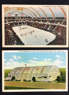 1940 Hershey Sports Arena Postcard Interior + Exterior Views Hockey Basketball