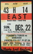 1970s WHA Hockey Ticket Stub  Toronto Toros Chicago Cougars