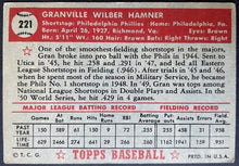 Load image into Gallery viewer, 1952 Topps Baseball Granny Hamner #221 Philadelphia Phillies MLB Card Vintage
