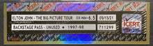 Load image into Gallery viewer, 1997-98 Vintage Elton John Unused The Big Picture Concert Tour Backstage Pass
