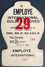 Load image into Gallery viewer, 1951 Vintage Boxing Employee Pass International Golden Gloves Chicago Stadium
