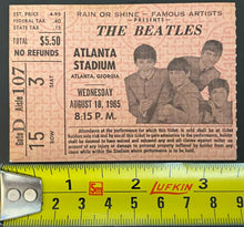 Load image into Gallery viewer, Aug 18 1965 The Beatles Concert Ticket Stub Atlanta Stadium Georgia Vintage Rare
