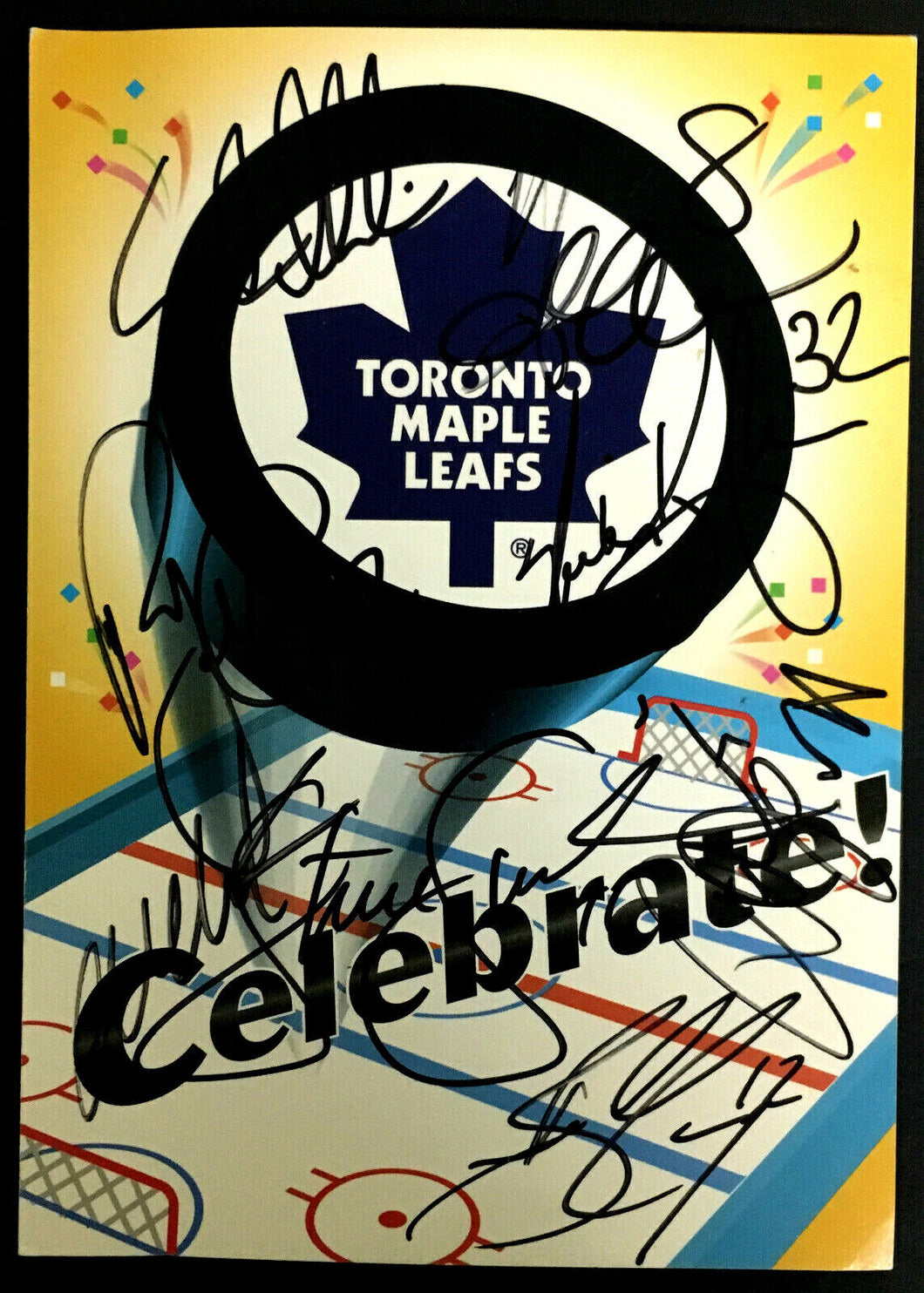 Vtg Toronto Maple Leafs NHL Hockey Autographed Greeting Card x15 Signatures