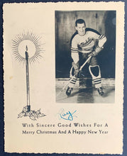 Load image into Gallery viewer, 1953-54 Quebec Citadelles Christmas Card Signed By Ray Cyr OHA Hockey Vintage
