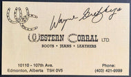 1980's Wayne Gretzky's Western Corral Business Card Vintage NHL Hockey HOF