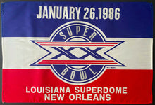 Load image into Gallery viewer, Original Vintage Super Bowl XX Football Banner Flag Superdome Patriots vs Bears
