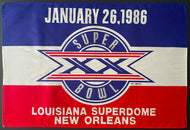 Original Vintage Super Bowl XX Football Banner Flag Superdome Patriots vs Bears