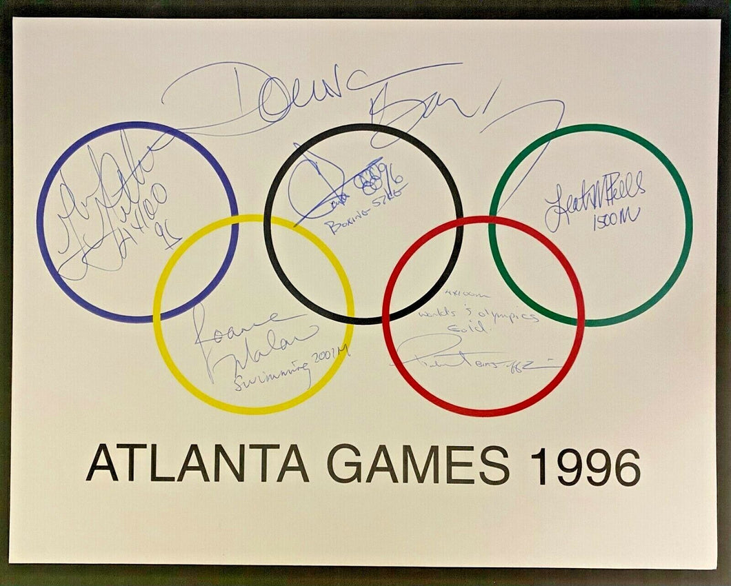 1996 Atlanta Summer Olympics Card Signed By 6 Canadian Olympians Donovan Bailey