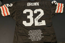 Load image into Gallery viewer, Jim Brown Autographed Stats Jersey Cleveland Browns Signed NFL Football JSA COA

