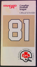 Load image into Gallery viewer, 1981 CFL Ottawa Rough Riders Schedule Canadian Football League Standard Life
