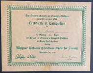 1976 Whipper Watson Christmas Skate For Crippled Kids Diploma Maple Leaf Gardens