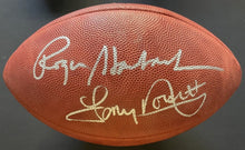 Load image into Gallery viewer, Roger Staubach + Tony Dorsett Autographed Duke Wilson NFL Football Fanatics
