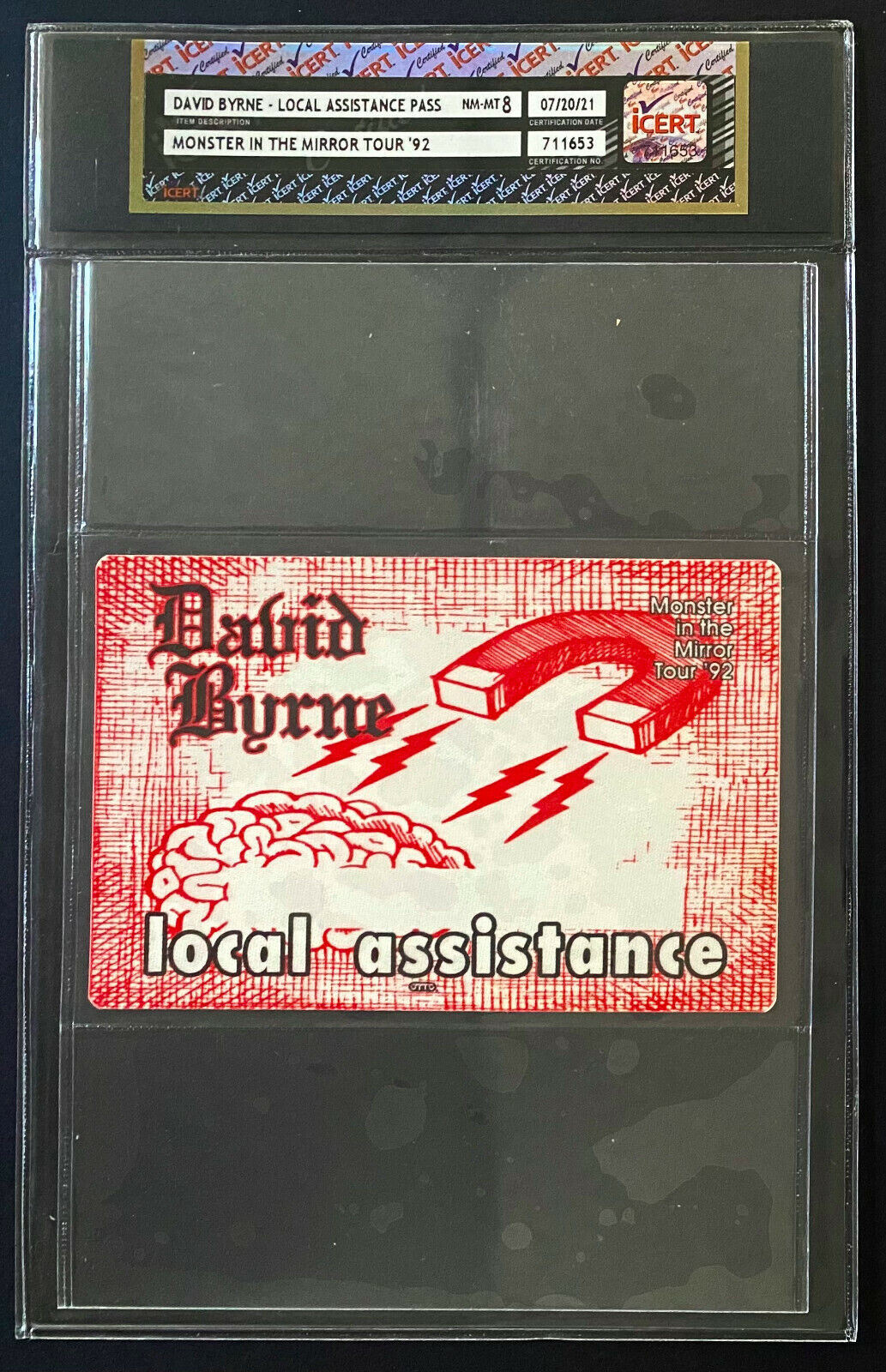 David Byrne Local Assistance Pass Monster In The Mirror 1992 Tour icert NM-MT 8