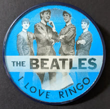 Load image into Gallery viewer, The Beatles Blue Vari-Vue Flicker Pinback Button Vintage Fab 4 Ringo Starr
