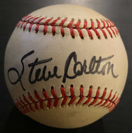 Steve Carlton Signed Bobby Brown Baseball Autographed MLB Phillies HOFer JSA