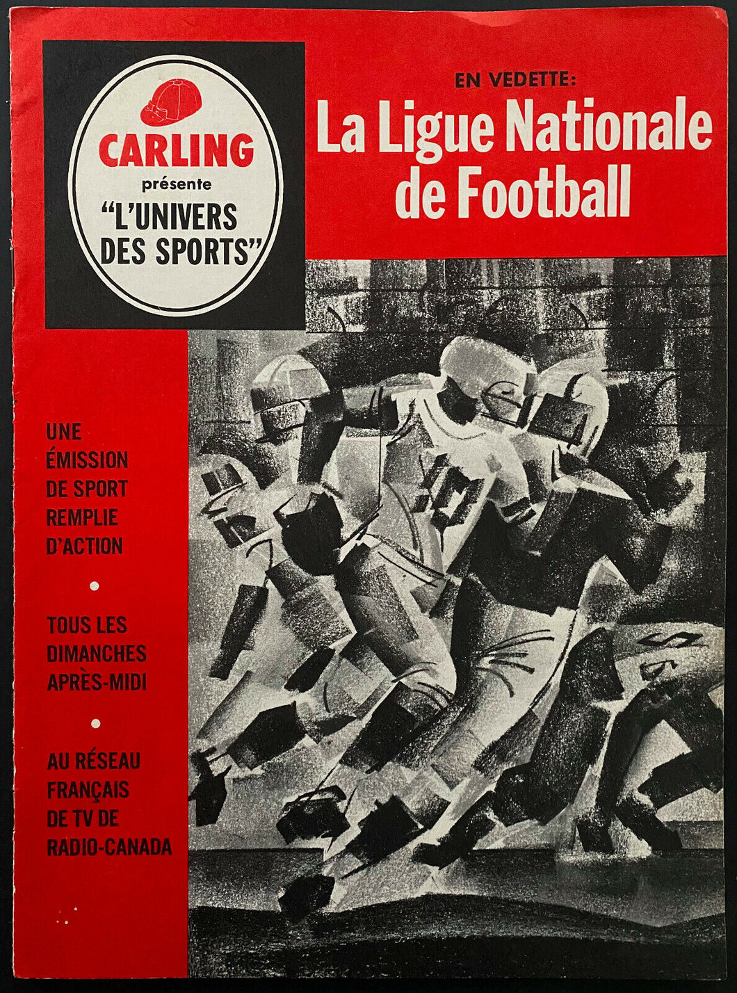 1961 NFL Guide Carling Beer Promo Vintage Football Publication Quebec French