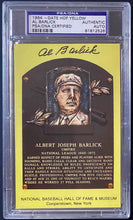 Load image into Gallery viewer, 1964 Cooperstown Baseball HOF Plaque Post Card Signed Al Barlick Umpire PSA/DNA
