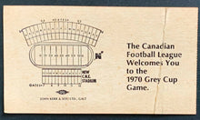 Load image into Gallery viewer, 1970 CFL Grey Cup Ticket CNE Stadium Calgary Stampeders vs Montreal Alouettes
