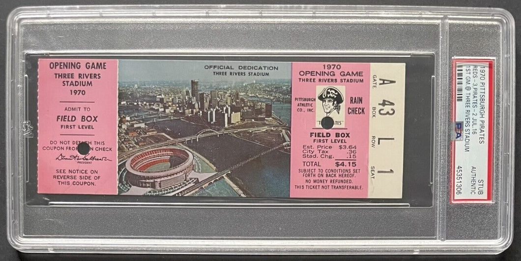 1970 Three Rivers Stadium 1st Game Ticket Pittsburgh Pirates vs Cincinnati Reds