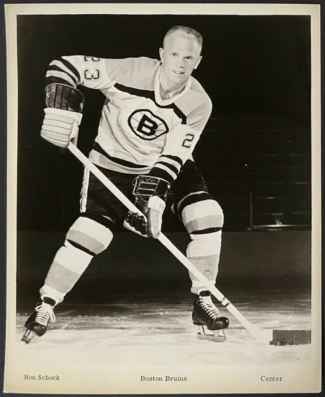 1963-64 Boston Bruins Type 1 Team Issued NHL Hockey Player Photo Ron Shock