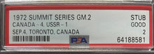 Load image into Gallery viewer, 1972 Summit Series Game 2 Ticket Team Canada vs USSR Hockey Toronto PSA Good 2
