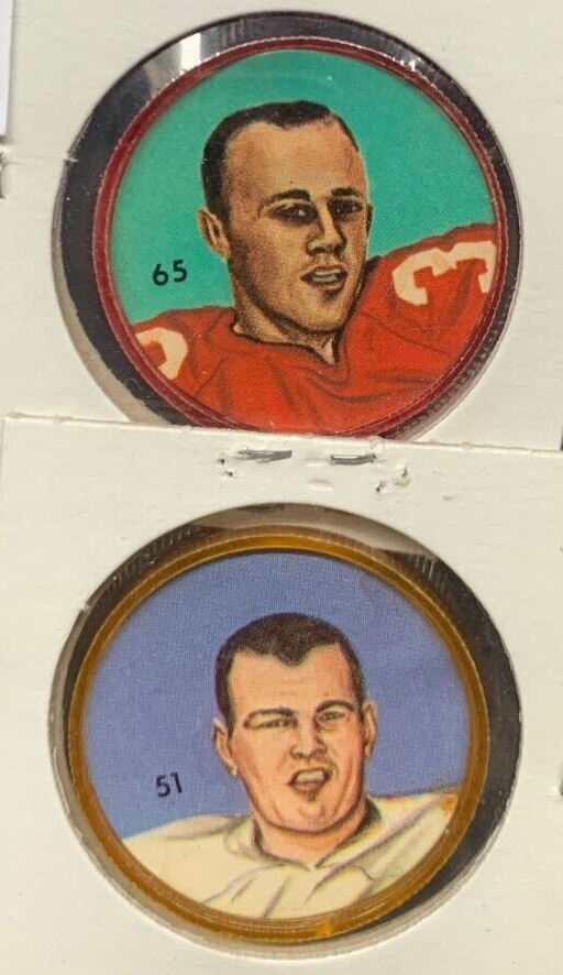 1963 Nalley's Potato Chips CFL Plastic Coin #51 Dick Easterly + #65 Bill Wayte