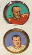 1963 Nalley's Potato Chips CFL Plastic Coin #51 Dick Easterly + #65 Bill Wayte