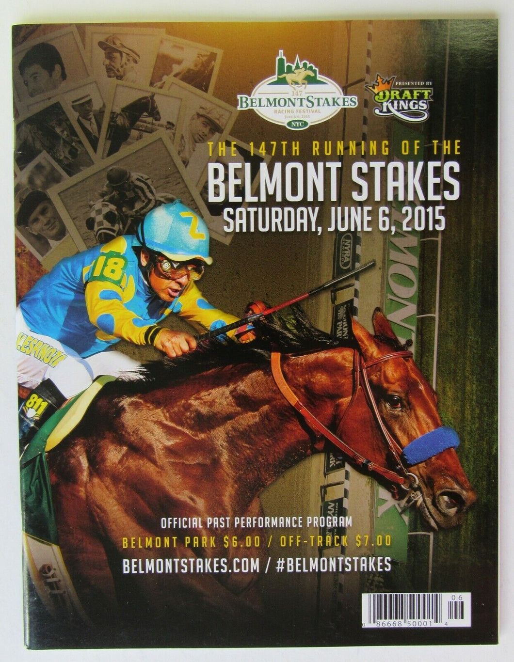 2015 147th Belmont Stakes American Pharoah Pictured Triple Crown Winner Program