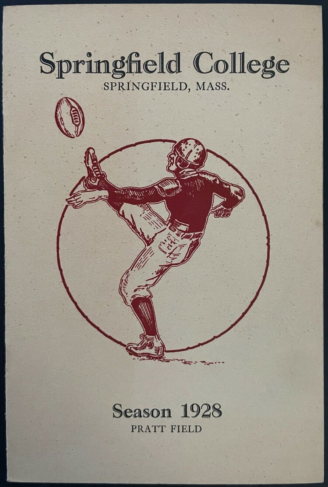1928 Springfield College Unscored Program University of Vermont NCAA Football
