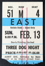 Load image into Gallery viewer, 1972 Three Dog Night + Crowbar Concert Ticket Stub Toronto Massey Hall Music VTG
