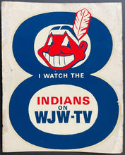 Load image into Gallery viewer, 1961 Cleveland Indians Baseball WJW-TV Vintage Decal Channel 8 Chief Wahoo MLB
